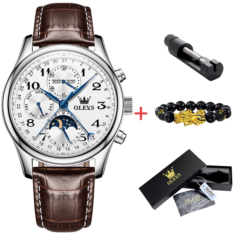 Olevs neue Top Herren uhren automatische mechanische Uhr für Herren Datum Mondphase männlich wasserdichte Edelstahl Herren uhr