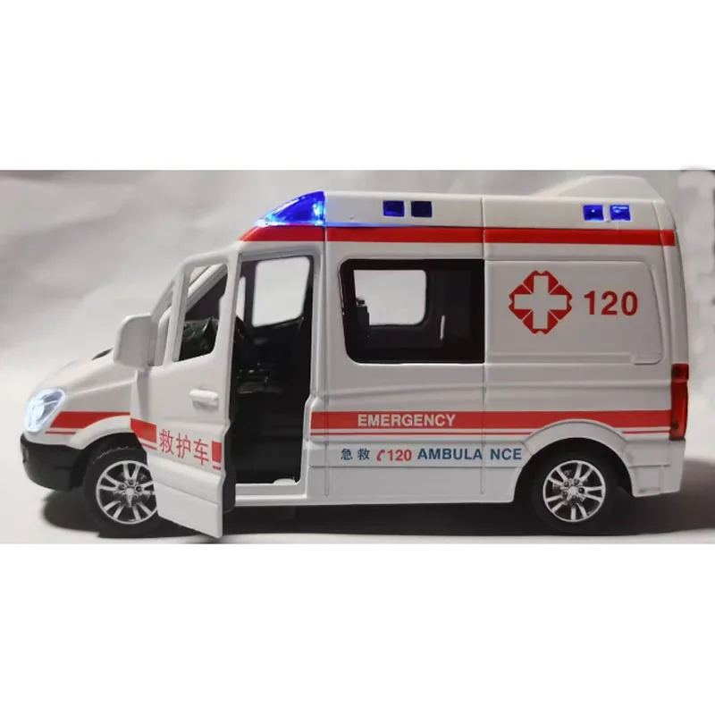 1:32 Emergency Ambulance sprinter Alloy Off Road Vehicle Diecast Metal Scale Model Car Sound＆Light Collection Children Toy Gifts