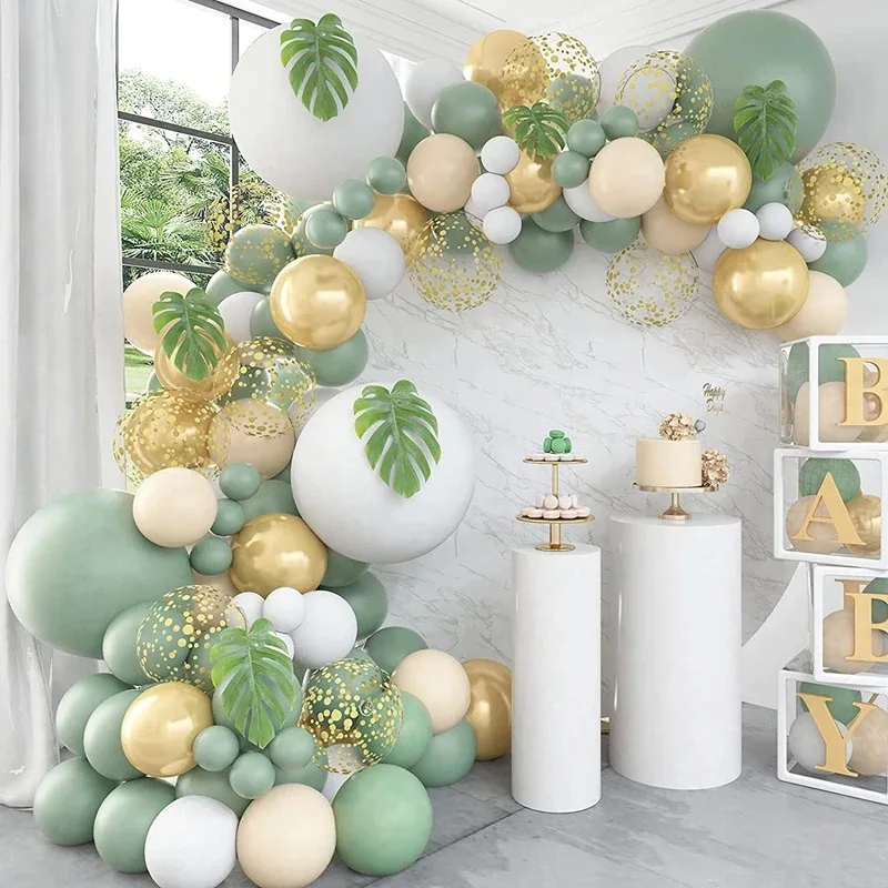 

Green Balloon Garland Arch Kit Jungle Safari Party Baloon Wild One Birthday Party Decor Kids Baby Shower Latex Ballon Chain