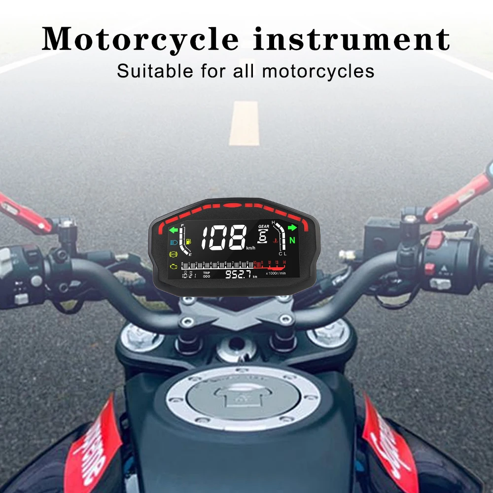 Contachilometri LCD retrò Moto Refit Tachimetro digitale per moto Scooter universale ATV Meter Indicatore contagiri a LED a 2/4 cilindri