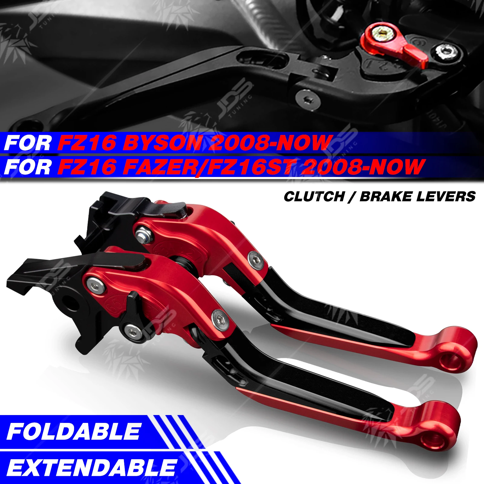 

JDSTUNING For Yamaha FZ16 BYSON/FZ16 FAZER/FZ16ST 2008-NOW Clutch Lever Brake Lever Set Foldable Handle Levers Accessories Parts