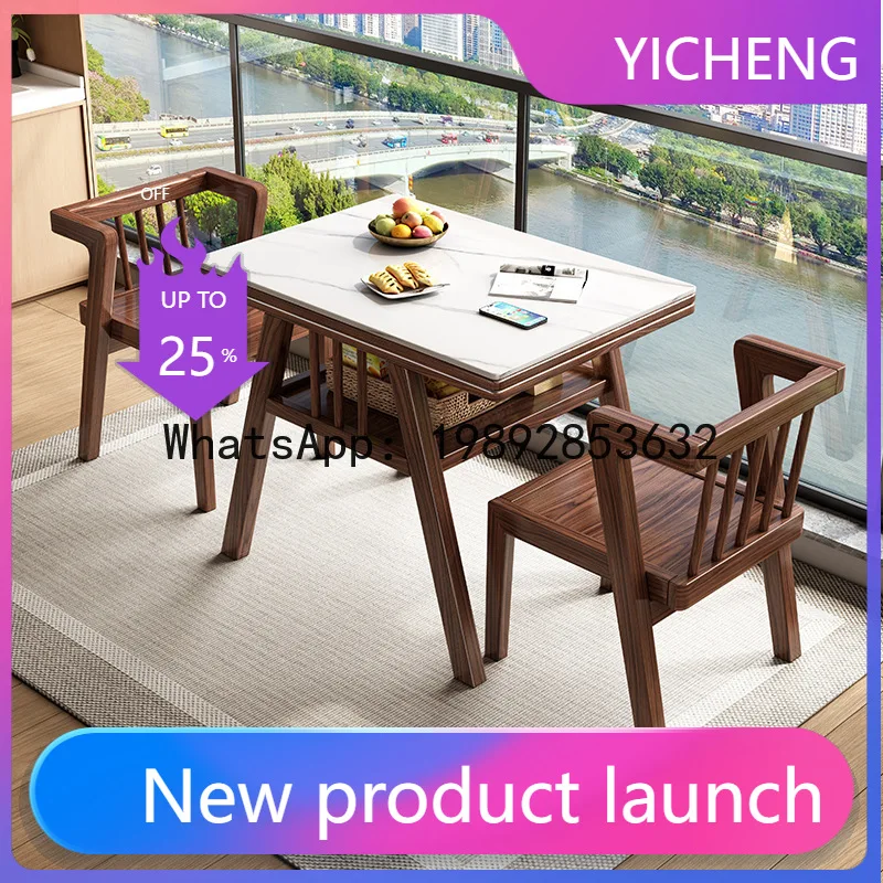 Hys one table two chairs balcony solid wood small table and chair three-piece set, small apartment leisure tea table