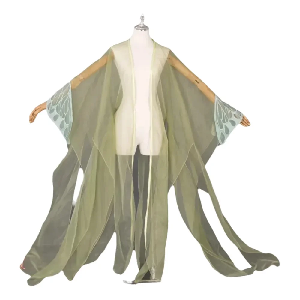Ancient-style flowing wide-sleeve robe solid color Ruyi yarn lightweight and sheer inner layering coat tulle dance costume