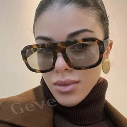 Vintage Square Sunglasses for Women Luxury Brand Big Thick Frame Leopard Female Sun Glasses Men Fashion Designer Eyewear