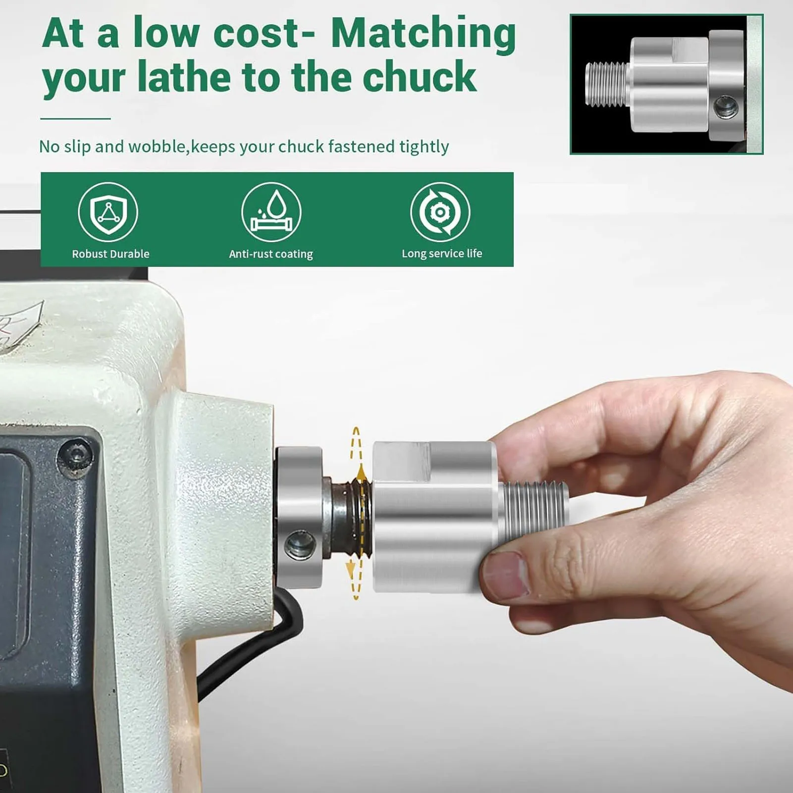 Lathe Spindle Adapter Easy Assembly High Durability Lathe Chuck Thread Changer Strong Compatibility for Woodworking Projects