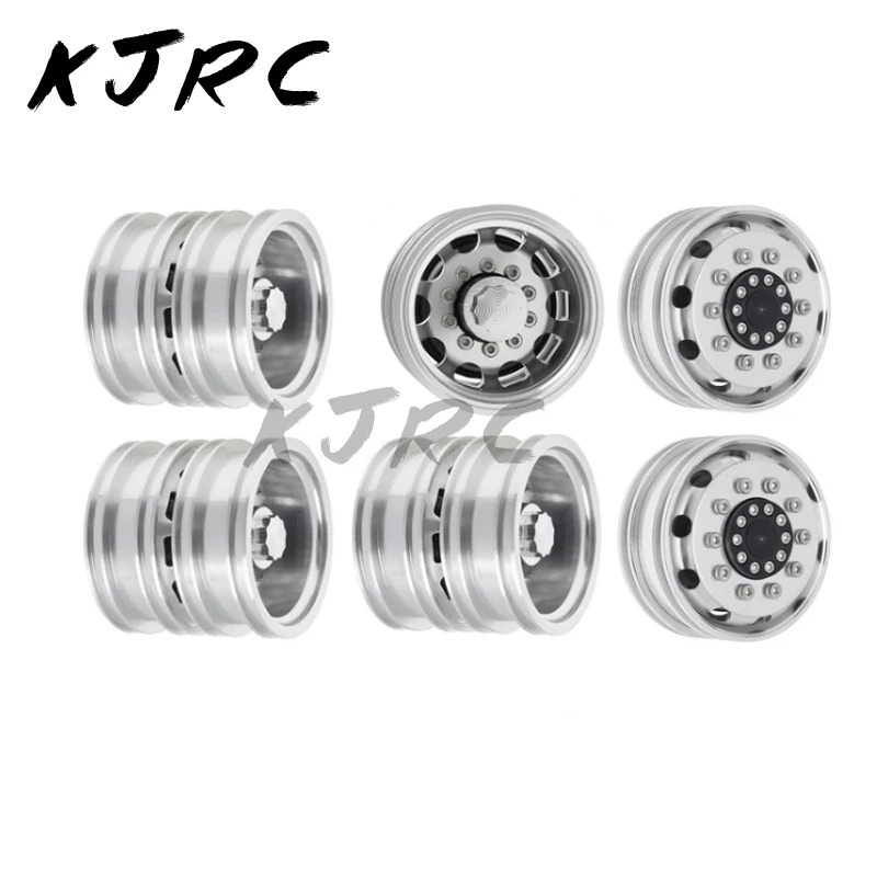 1/14 RC Car 6PCS Tamiya Wheel Tire Complete Set Metal Front and Rear Wheel Hub for RC Trailer Tractor Truck Car Upgrade Parts