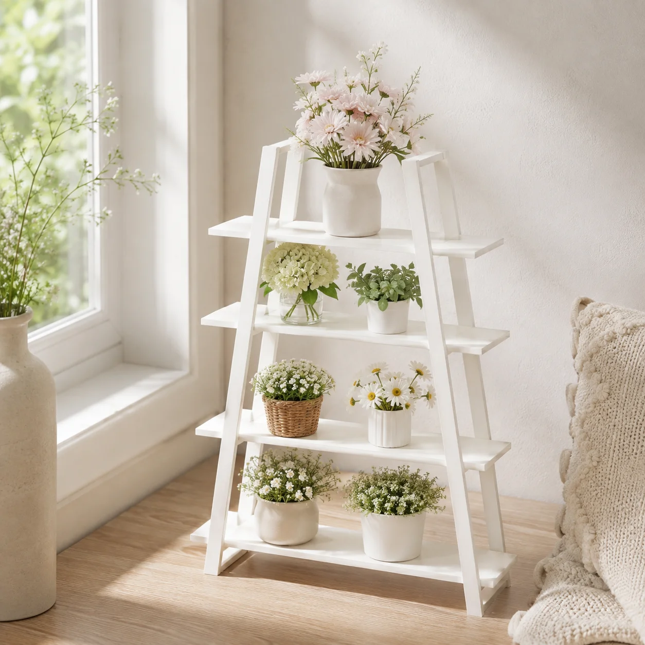 Dollhouse Furniture, Miniature Furniture, Dollhouse Miniature Models, 1:12 Scale/1/12 Scale 3D Printed Trapezoidal Storage Rack, A-Shaped Display Stand, Pla Material, Not Made of Wood, Two Colors Available. Multi-Layered Design, Can Be Used as a Flower Stand, Bookshelf, Storage Rack, and Display Rack, Suitable for Decorating the Living Room, Study, and Balcony in Dollhouses. Requires Simple Self-Installation.