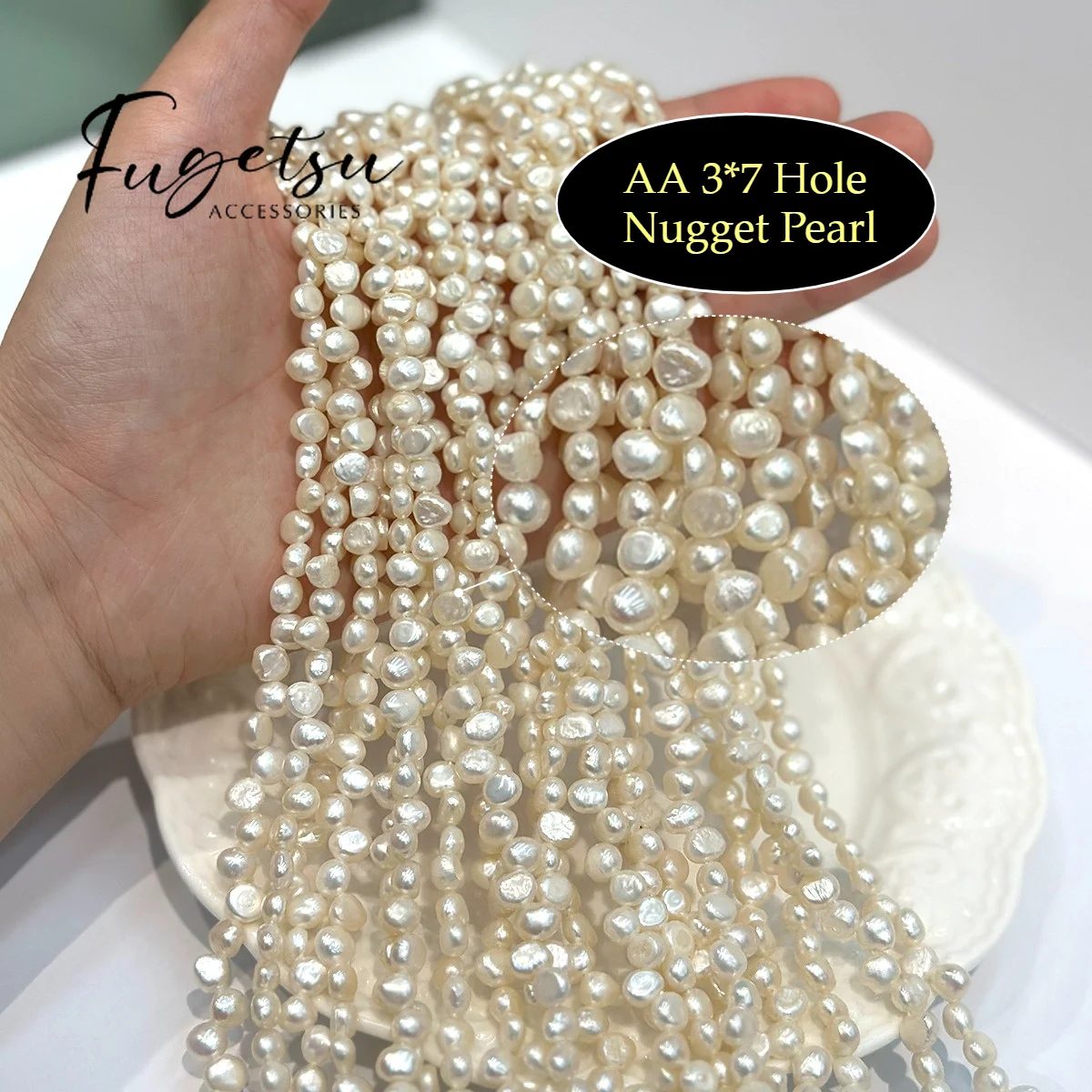 AA 3*7 Hole Pearl Natural Freshwater Nugget Pearl 5-6mm For Jewelry Making DIY Accessory Handicraft Supplies