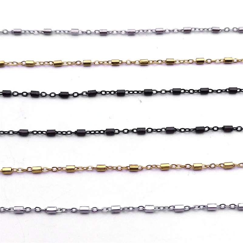 Edelstahl Kreative Kleine O Kette Halskette für Männer Frauen Gold Silber Schwarz Farbe Zylindrische Form Link Schmuck Zubehör – Detail 9