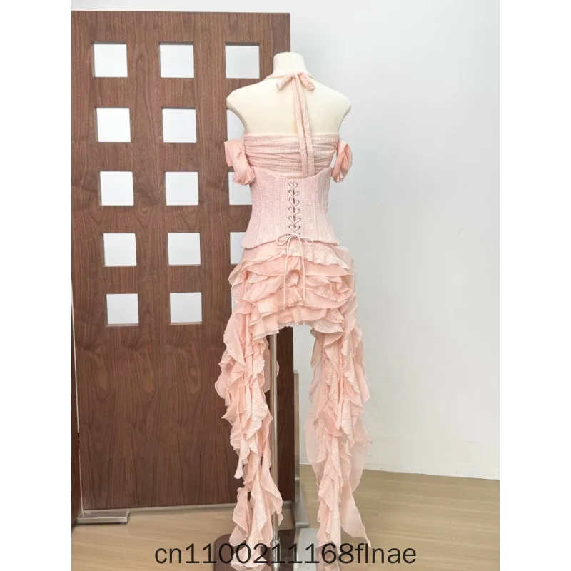 New Modern Dance Dress with Neck Hanging and Irregular Tassel Long Skirt for Women's Stage Performances and Runway Shows