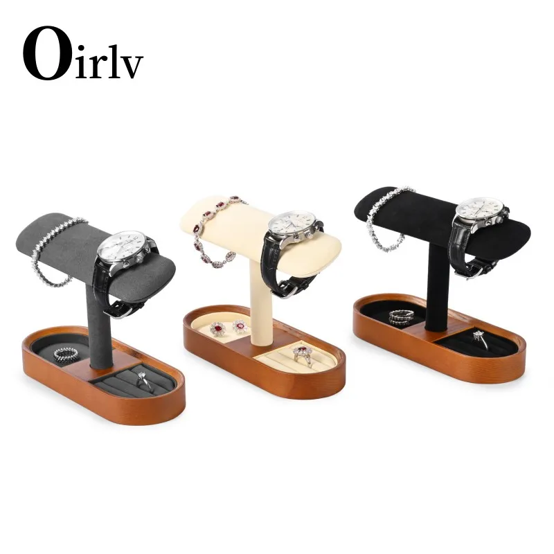 Oirlv New Wooden Watch Display Stand T-bar Watch Bracelet Stand Jewelry Accessory Organizer for Store Display Props