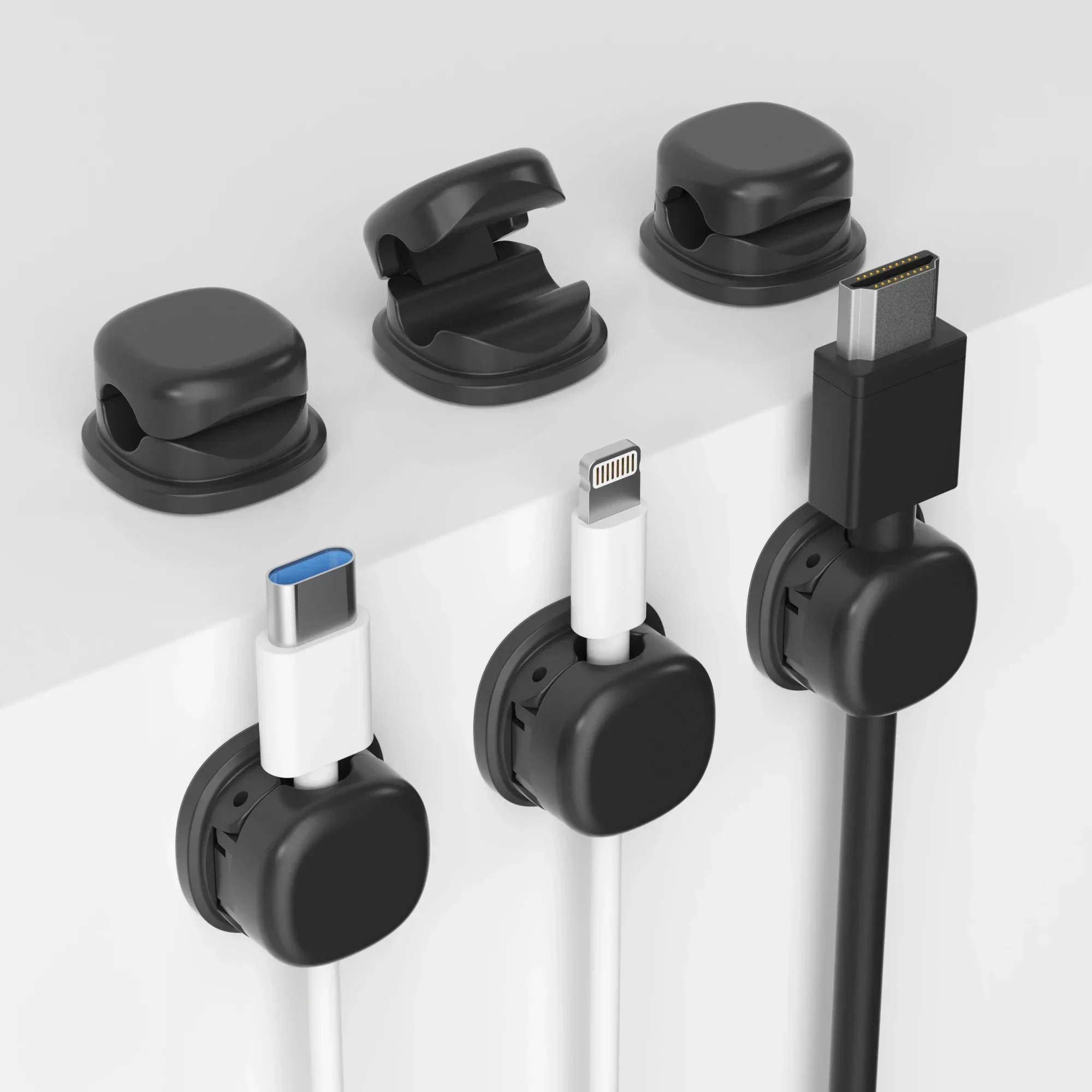 VIKEFON Cable Cord Organizer Multi-Colored 6pcs Cable Management Clips Data Desk Wall Mounted Hooks For Phone Data Charger