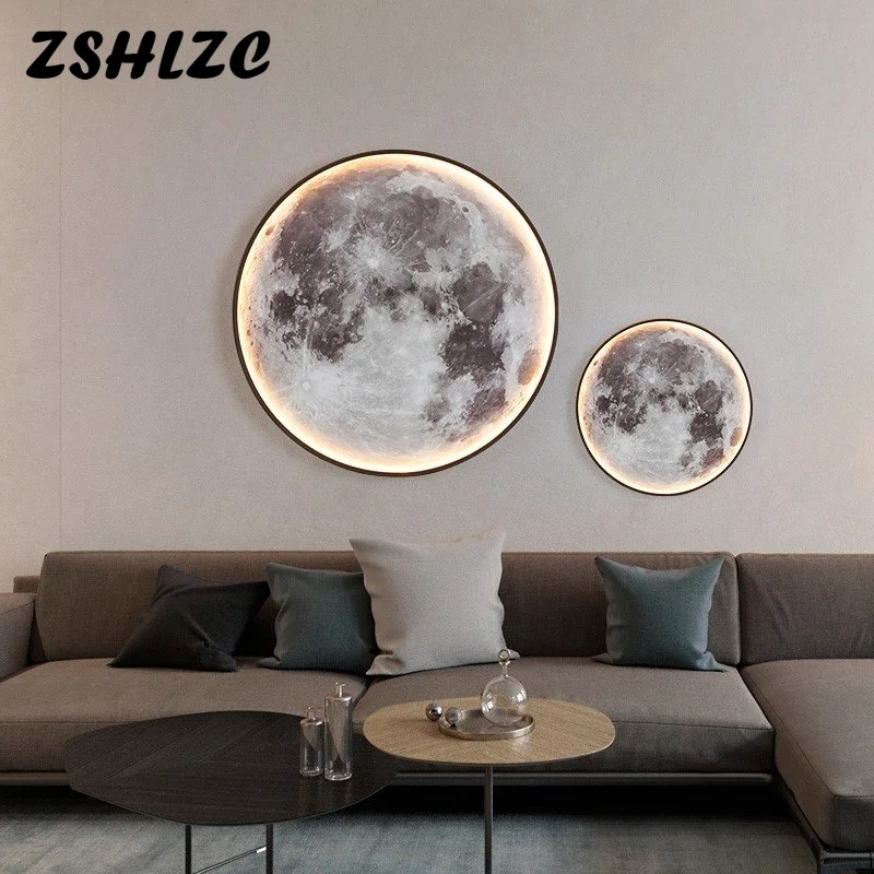 

Art Design Moon Wall Lamps Aisle Corridor Mural Sconces Foyer Hallway Gallery Background Decor Lamp Bedroom Bedside Wall Lights