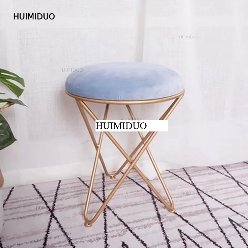 stools makeup chair living room furniture stoolchair Iron Modernminimalist Round low stool Nordic furniture dressing tablepadded