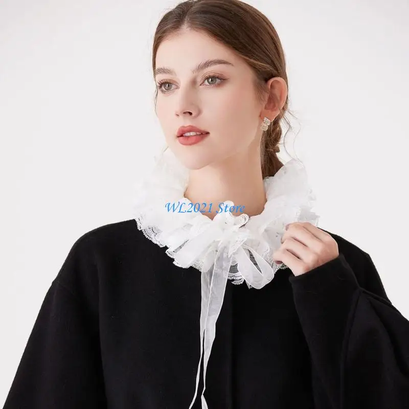 

G5GC Gothicism Clothing Accents Sophisticated Lace Collar Elegant Multilayer Collar