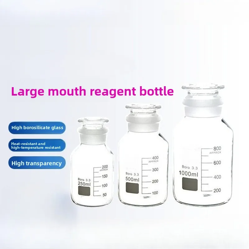 Lab Wide‑Neck Ground Glass Reagent Bottle High Transparent Boro‑Silicate Graduated Sample Storage Container
