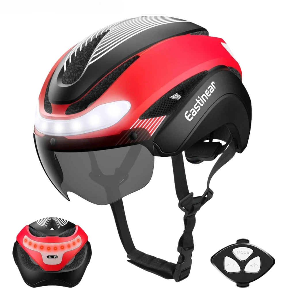 

Eastinear Road Велосипедный шлем Задние светодиодные фонари с указателями поворота с магнитными гуглями и солнечными дорожными велосипедными шлемами для мужчин и женщин