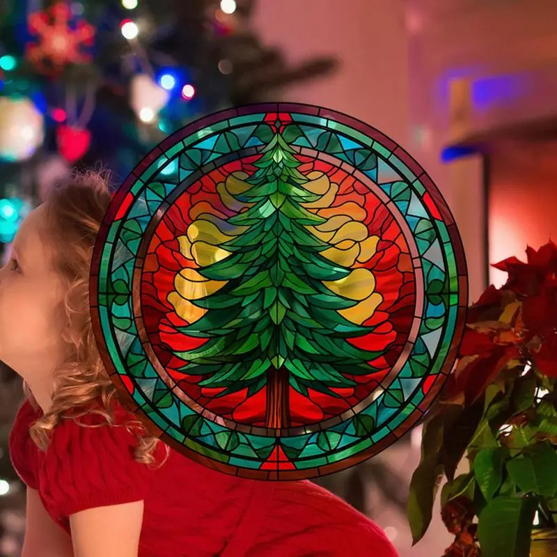 Christmas Window Stickers Christmas Window Decorative Clings Pine Tree Mirror Sticker Decals Tree Window Glass Decoration Cling