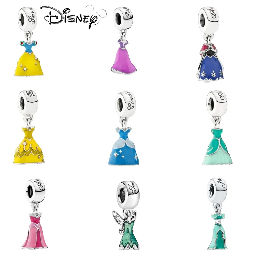 

2025 Disney New Princess Dress Pendant Beads Fit DIY Pendant Bracelet Necklace Women's Jewelry Gift
