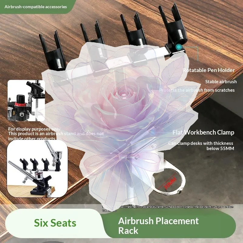 Airbrush Holder Gravity Stand Kit For Air Brush Paint Spray  Holding 6 Clamp-On Mount Table Bench Station