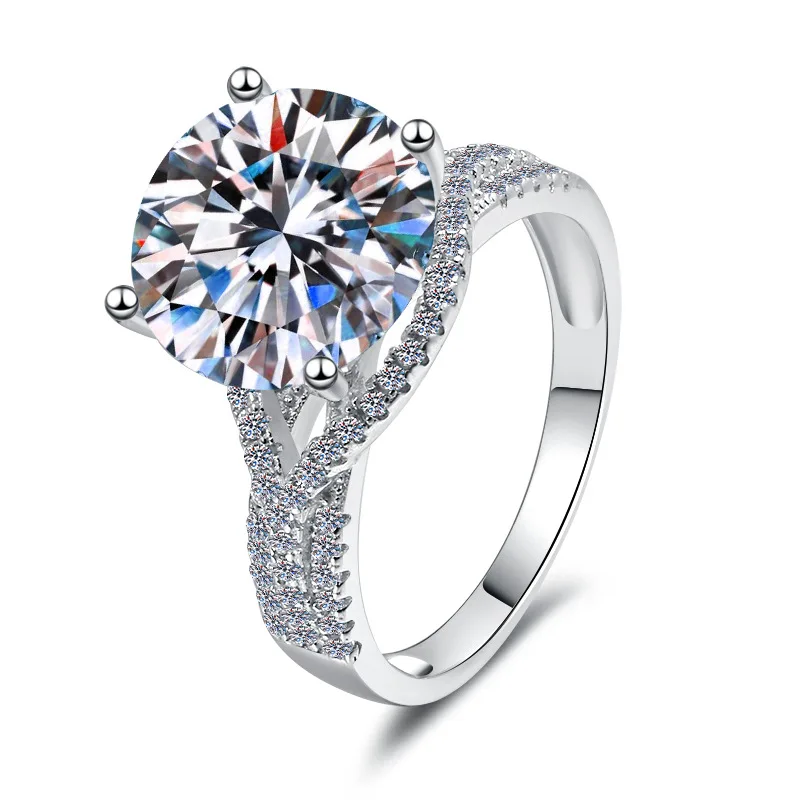 

Кольцо из стерлингового серебра S925 с изысканным муассанитом 2 карата, цвет D, чистота VVS1, женское кольцо, подарок на День святого Валентина, День матери, ювелирное украшение.