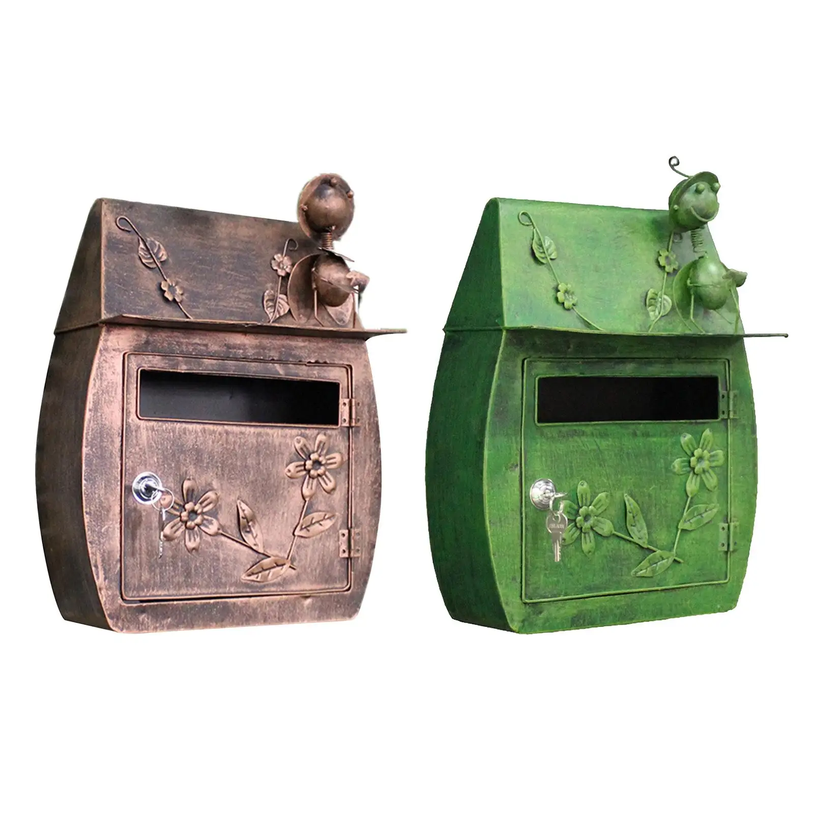 

Mailbox for Outdoor Decorative Wall Mount Mailboxes on House Vintage Postbox with Lock Retro Style Mailbox