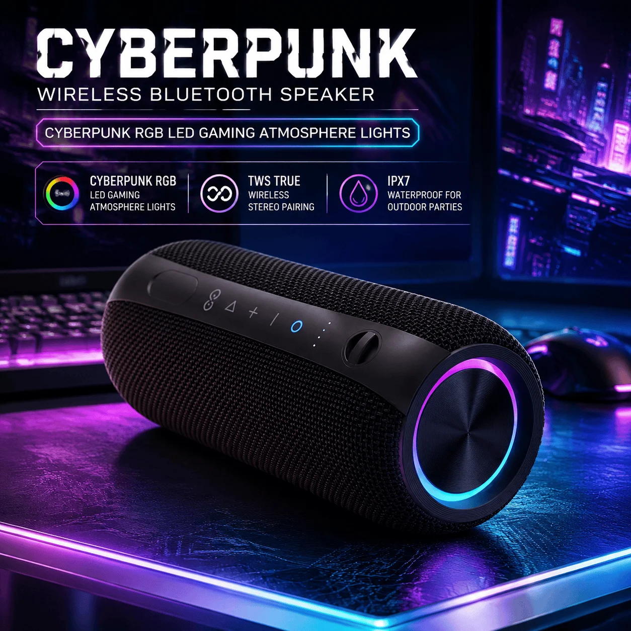 Speaker Desk Setup - Cyberpunk Rgb Bluetooth Speaker Tws Stereo