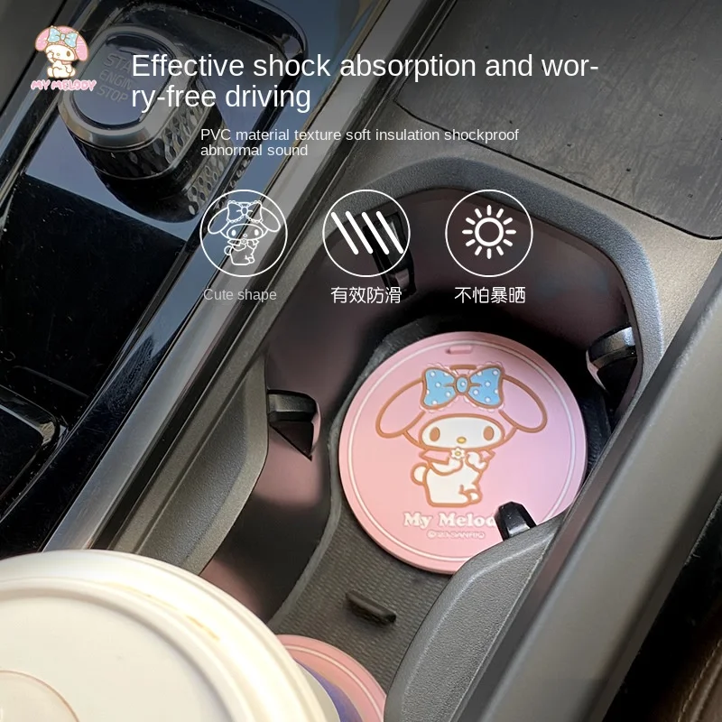 Sanrio Car Decorative Water Coaster Cute Water Cup Anti-Slip Sun Protection Mat Car Cartoon My Melody Car Decoration Accessories view 3
