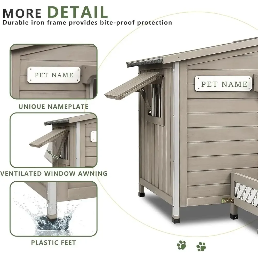 Outdoor wooden dog kennel detail