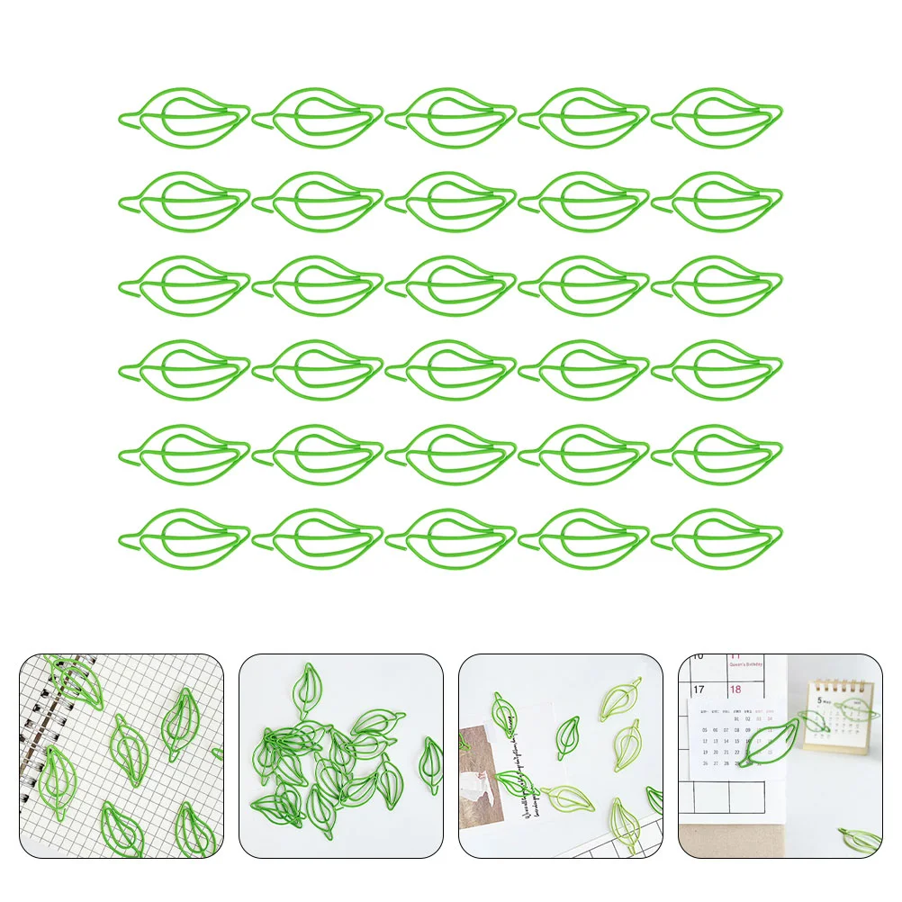 30 Pcs Leaf Paper Clip Creative Clips for Paperwork Small Decorate Metal Pp Document Lightweight