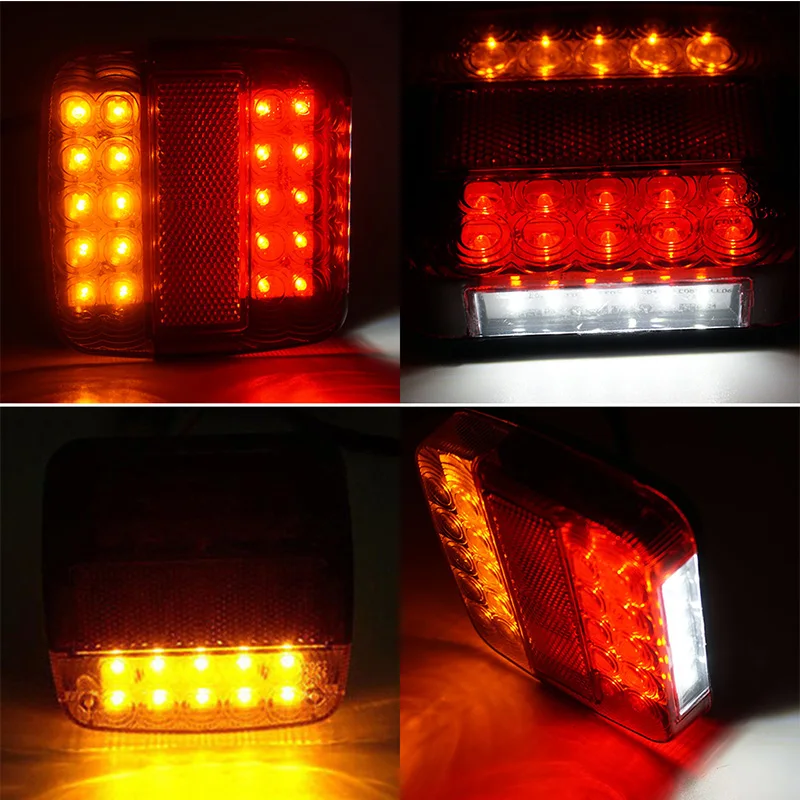 2pcs 12V Trailer Truck 26 LED Taillight Tail Light Rear Reverse Stop Indicator Lamp Turn Signal Brake 6 LED Number Plate Light