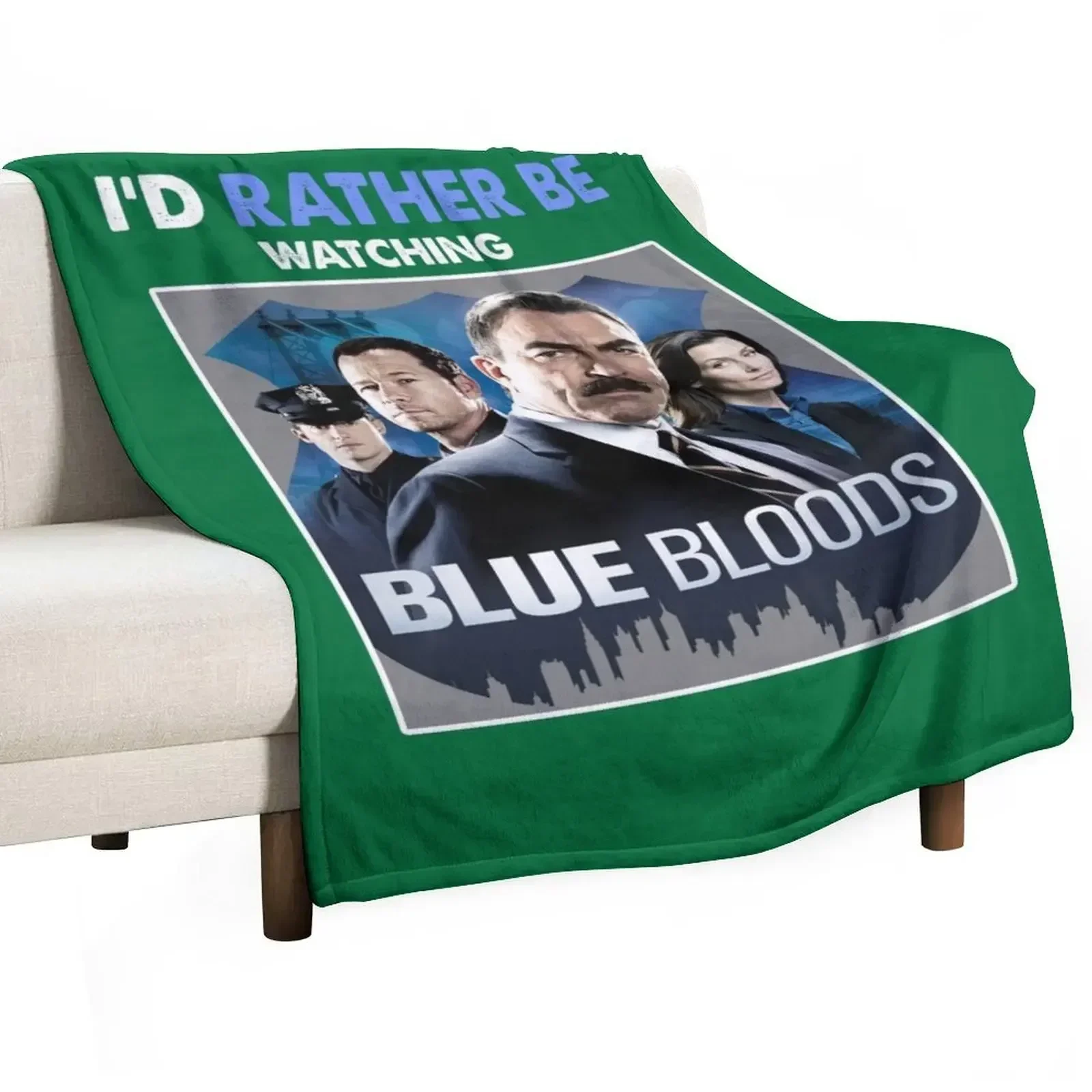 I'd Rather Be Watching Blue Bloods Gift Tee Basic Novelty Tees Graphics black Throw Blanket