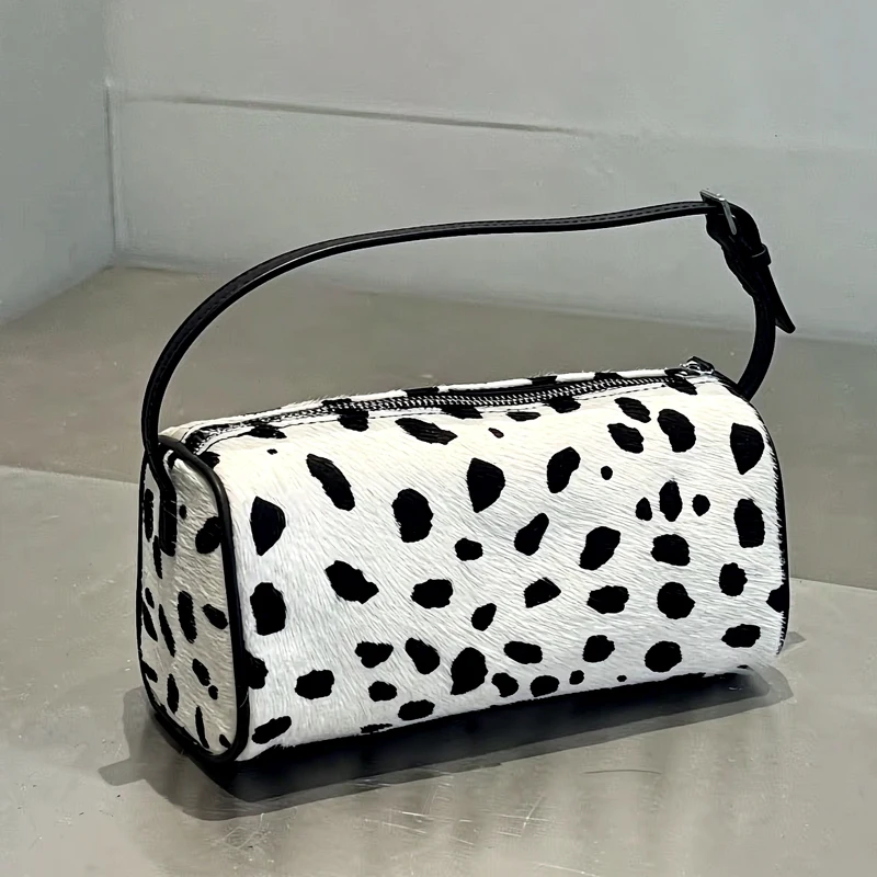 Leather Polka Dot Pattern Horse Hair Pillow Bags For Women Luxury Designer Handbags And Purse 2026 New In Suede Cowhide Shoulder