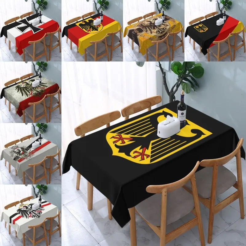 

Coat Of Arms Of Germany Tablecloth Rectangular Fitted Waterproof German Flag Eagle Table Cover Cloth for Party