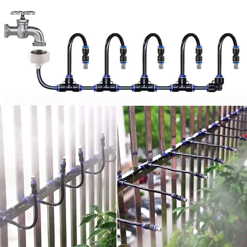 DIY 20M -5M Universal Automatic Irrigation Sprinkler Kit, Rotating Brass Nozzle, Garden, Balcony, Atomization, Watering Kits