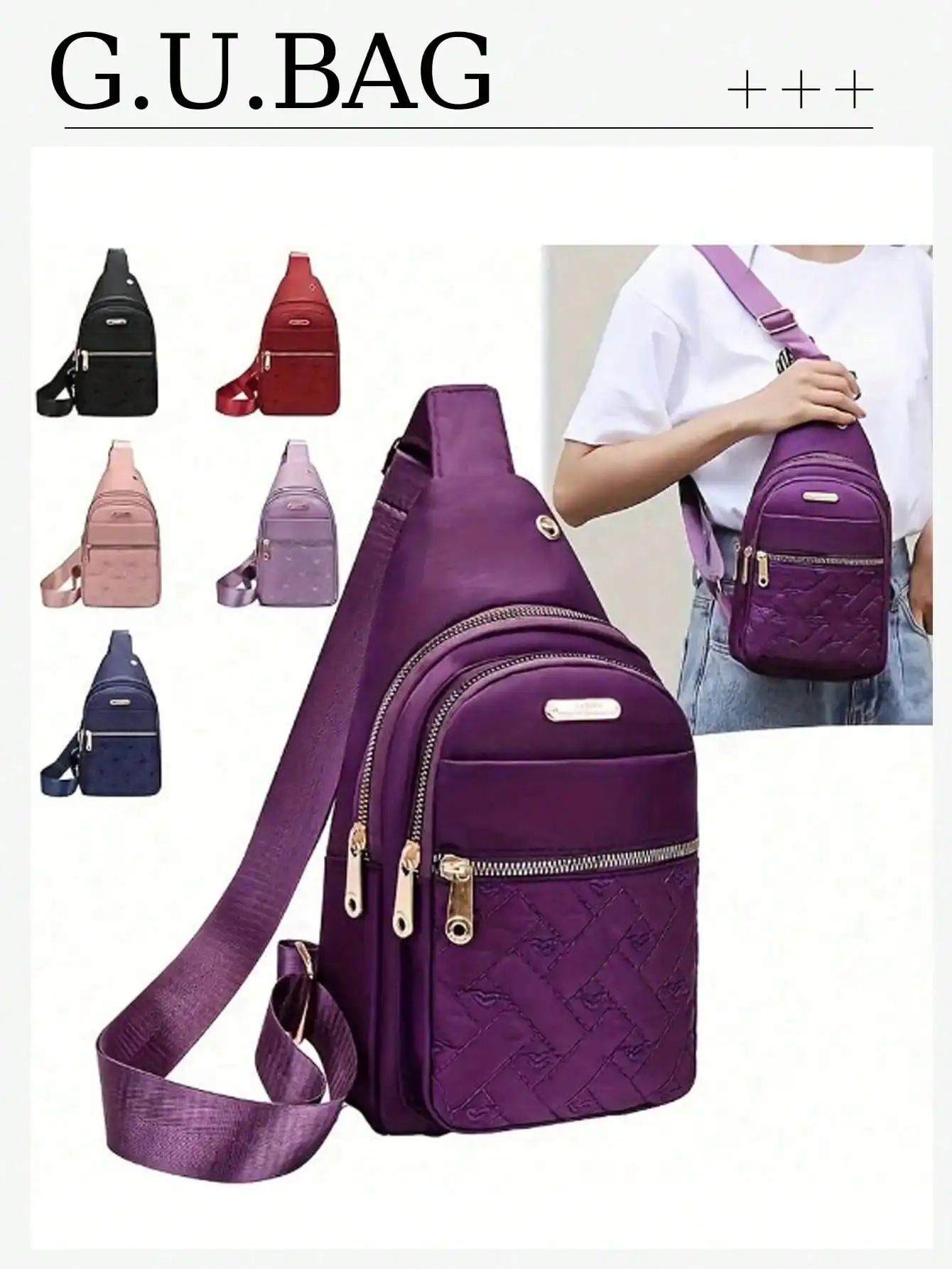 

Fashionable And Durable Nylon Chest Bag - Multi-Functional Shoulder Crossbody Bag With Secure Strap, Suitable For Outdoor Adventure And Casual Wear