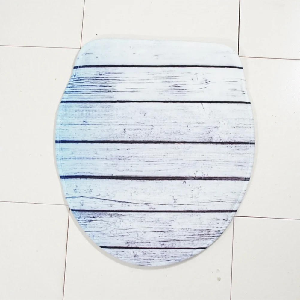 

3D Print Bathroom Set Blue Plank Design Anti- Drying High Absorption Washable Floor Rug For Toilet Room