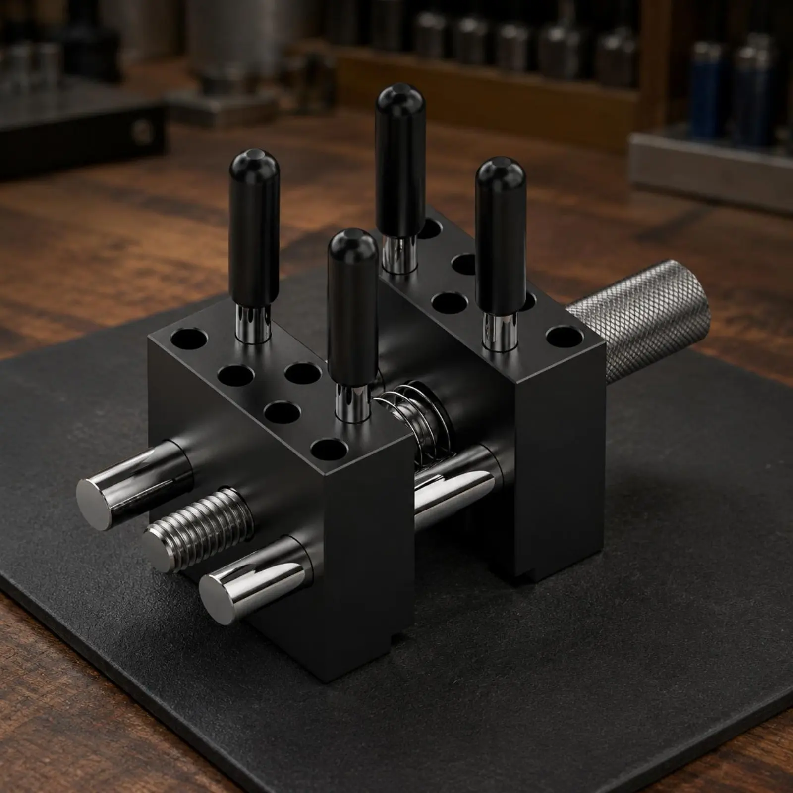 

Mini Bench Vise Mounting Holes Metal Bench Vise Workholding Tool Threaded Adjustment Rod Perforated Top