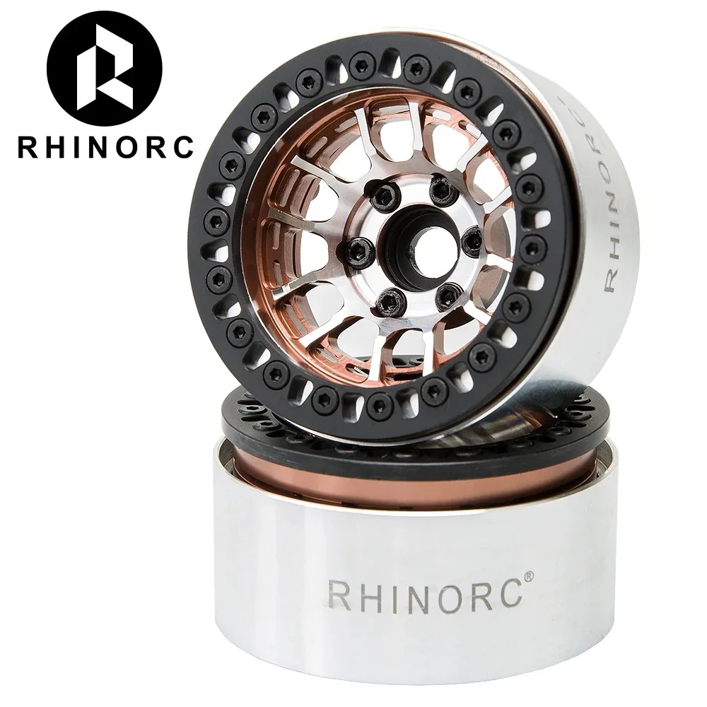 Rhinorc Moza ขอบล้อ1.9นิ้วขอบล้ออลูมิเนียมออฟเซ็ตติดลบ4ชิ้นสำหรับรถตีนตะขาบ1/10 RR10 SCX10แนวแกน TRX-6 TRX4