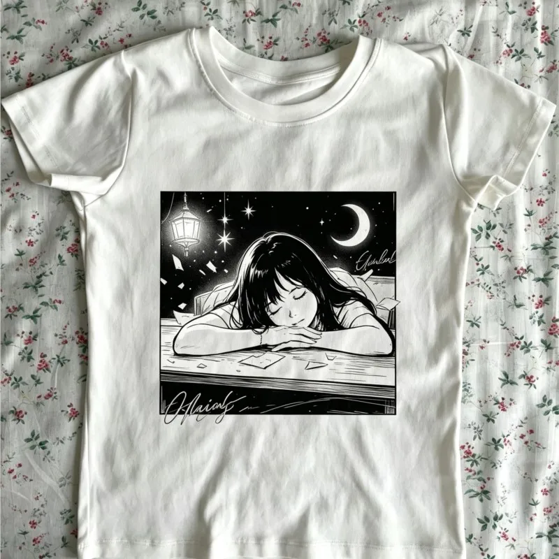 Where Are You Women's T-shirts Kawaii Star Girl Y2k Tops Gothic Woman Clothing Goth Emo Graphic Tees Y2k Harajuku Women Clothes