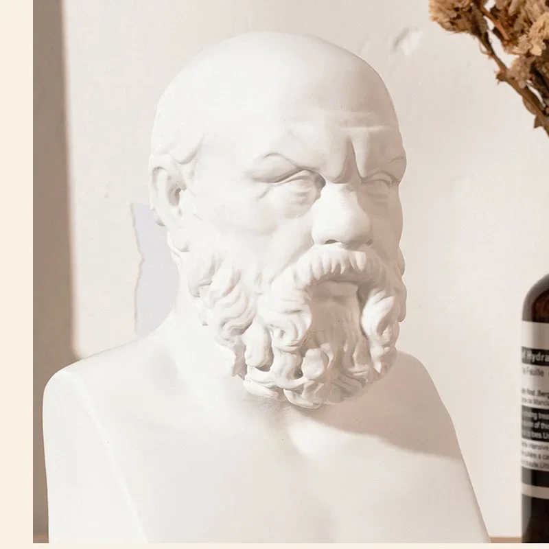 Socrates Bust Figurine Retro Roman Figures Sculpture High Art Ornaments Sketches Teaching Aids Home Living Room Decoration