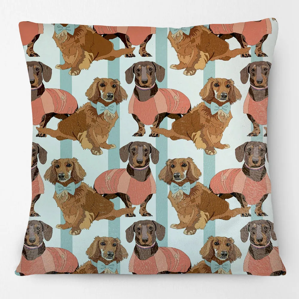 German Shepherd Border Collie Sausage Dog Hand Painting Posters Cushion Cover Animals Portrait Pillowcase