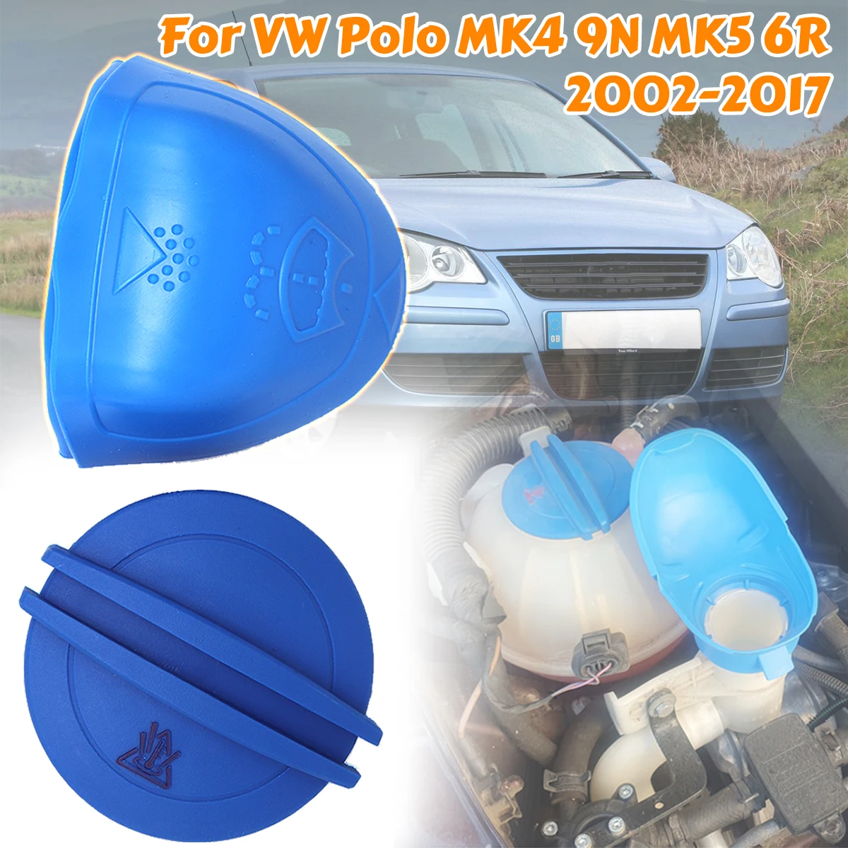 

For VW Polo MK4 9N MK5 6R 2002-2016 2017 Car Engine Coolant Recovery Tank Cap Lid Wiper Washer Fluid Reservoir Tank Bottle Cover