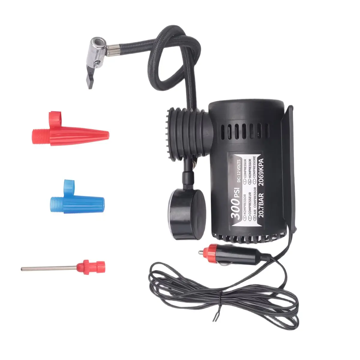 #45V 12V Small Car Tire Air Pump Inflator Wired Electric Air Compressor,Small Tire Air Inflator Pump,(ABS+Metal)
