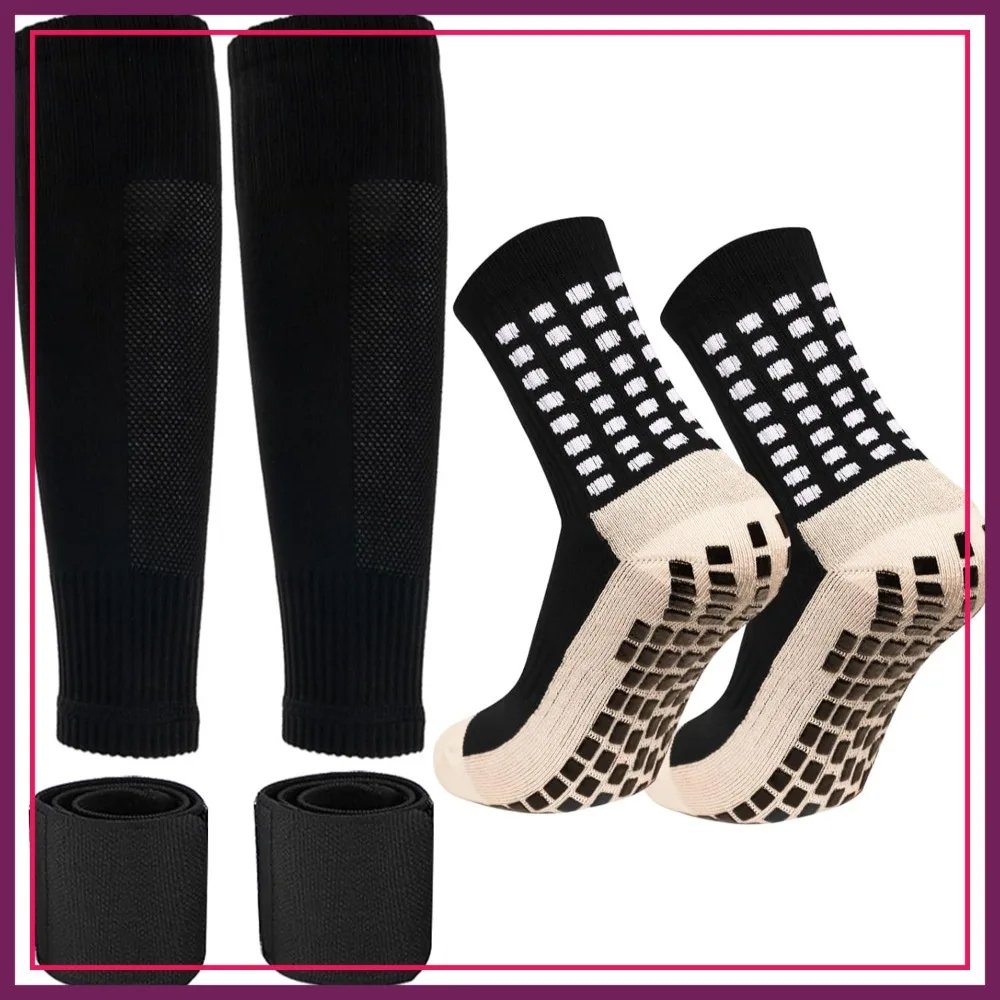 

Men's Soccer Non Slip Grip Socks with Shin Guard Sleeves