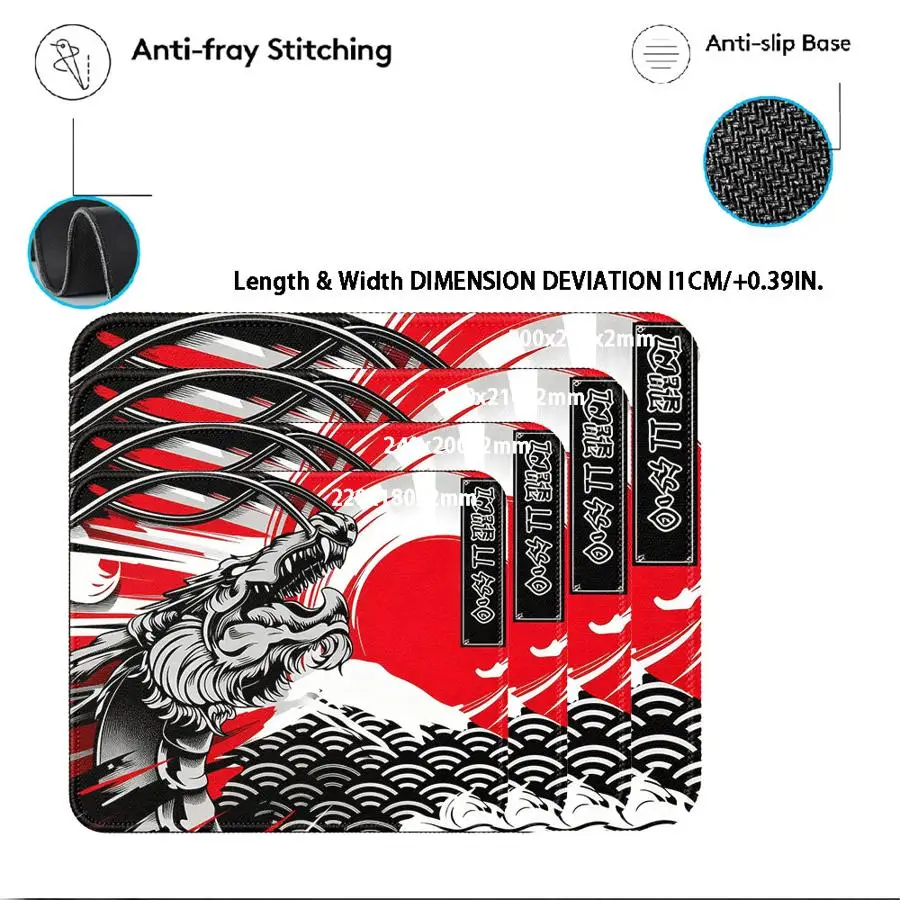 Red Dragon Manga Style rubber Mouse Pad Desk accessories office Pad Game Console Pad overlock Keyboard Computer Laptop Pad view 2