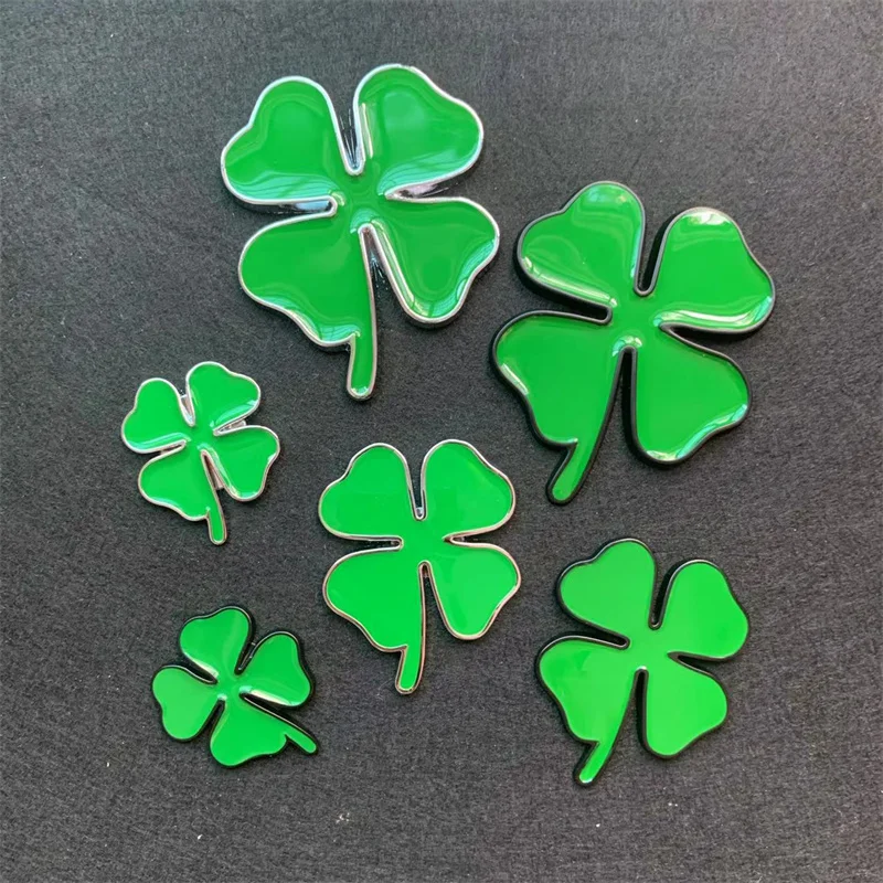 Car Metal Sticker Four-Leaf Clover Body Trim Side Label Lucky Grass Personality Sticker Alpha Car Tail Cover scratch Sticker