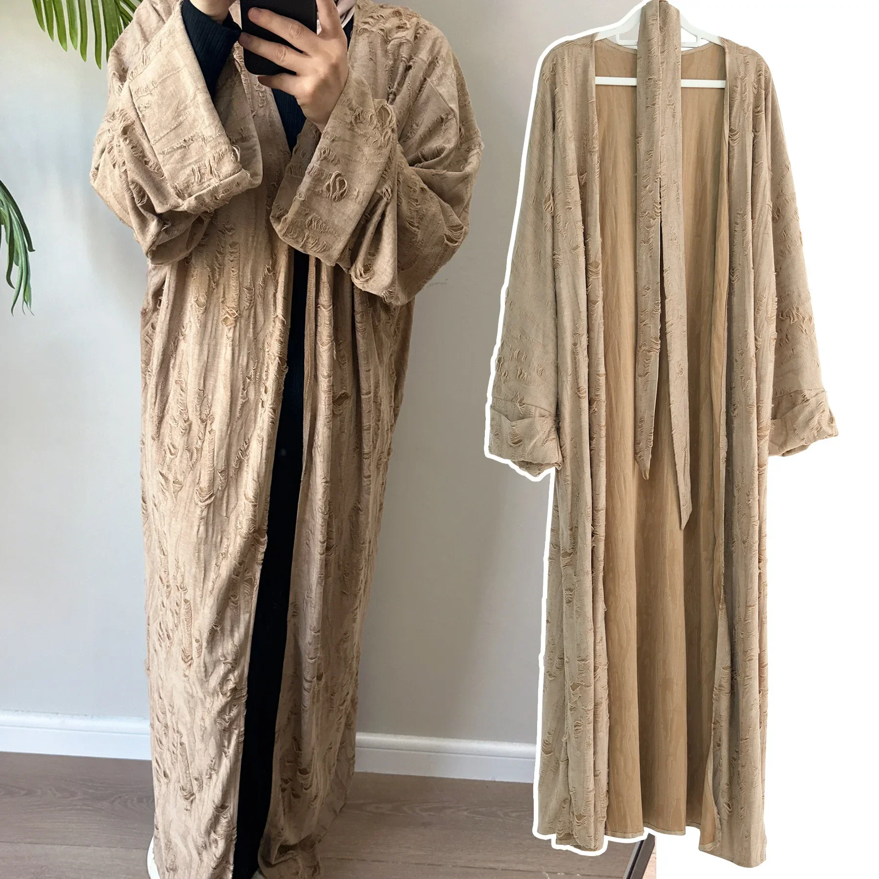 Muslimische offene Abaya, arabischer Kimono, Loch-Stil, lässig, schlicht, Abayas für Frauen, Dubai, Luxus, Türkei, islamische Kleidung, Kaftan-Robe, Ramadan