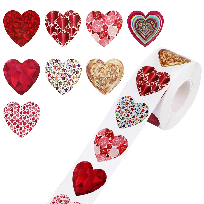 

500pcs 2.5cm Love Heart Paper Stickers Valentine's Day Gift Box Card Decoration Seal Labels Wedding Anniversary Party Supplies