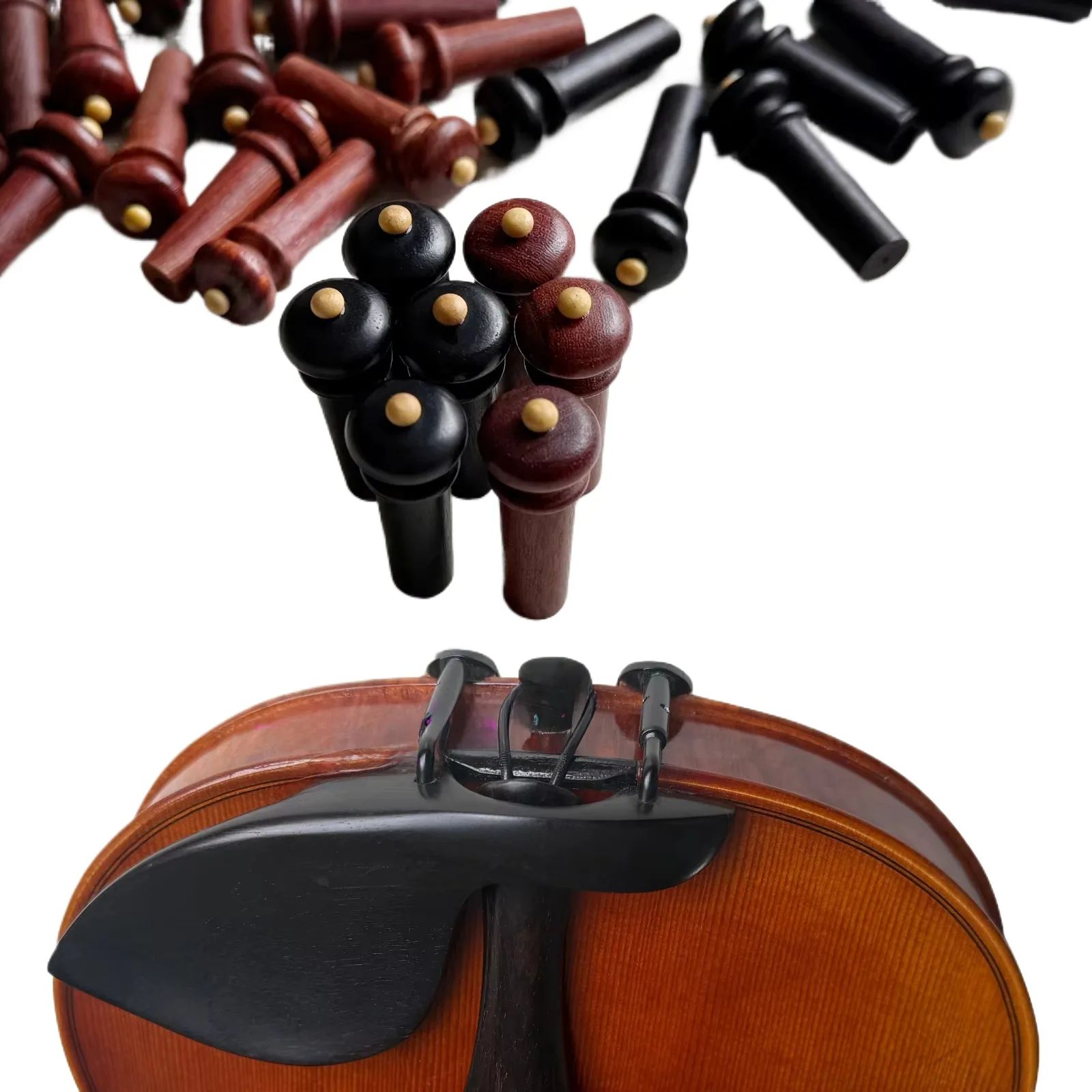 30pcs 4/4 Violin Endpin, Ebony Rosewood Jujube Wood Optional Fiddle End Pin Button, Violin Replacement Parts